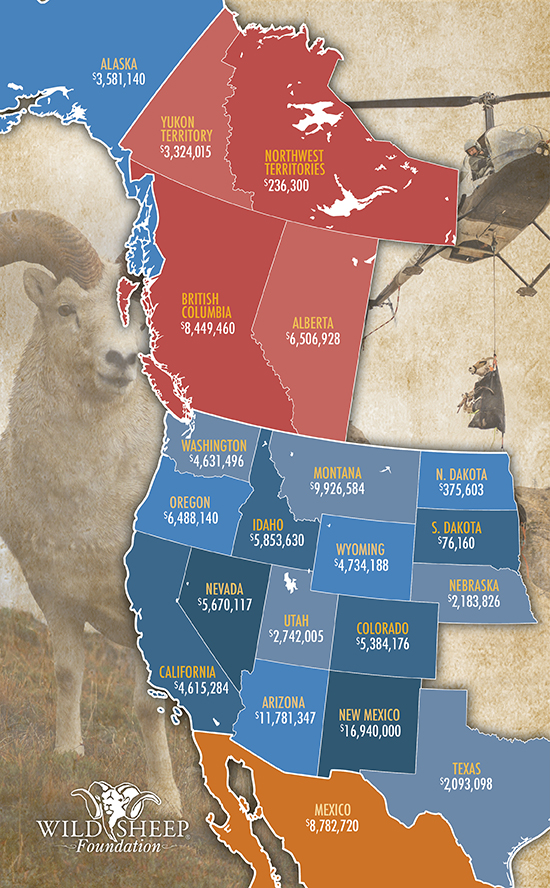 North American map showing conservation funds by state/province